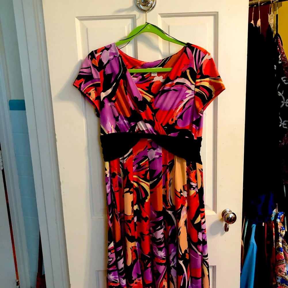 Floral dress with black sash waist